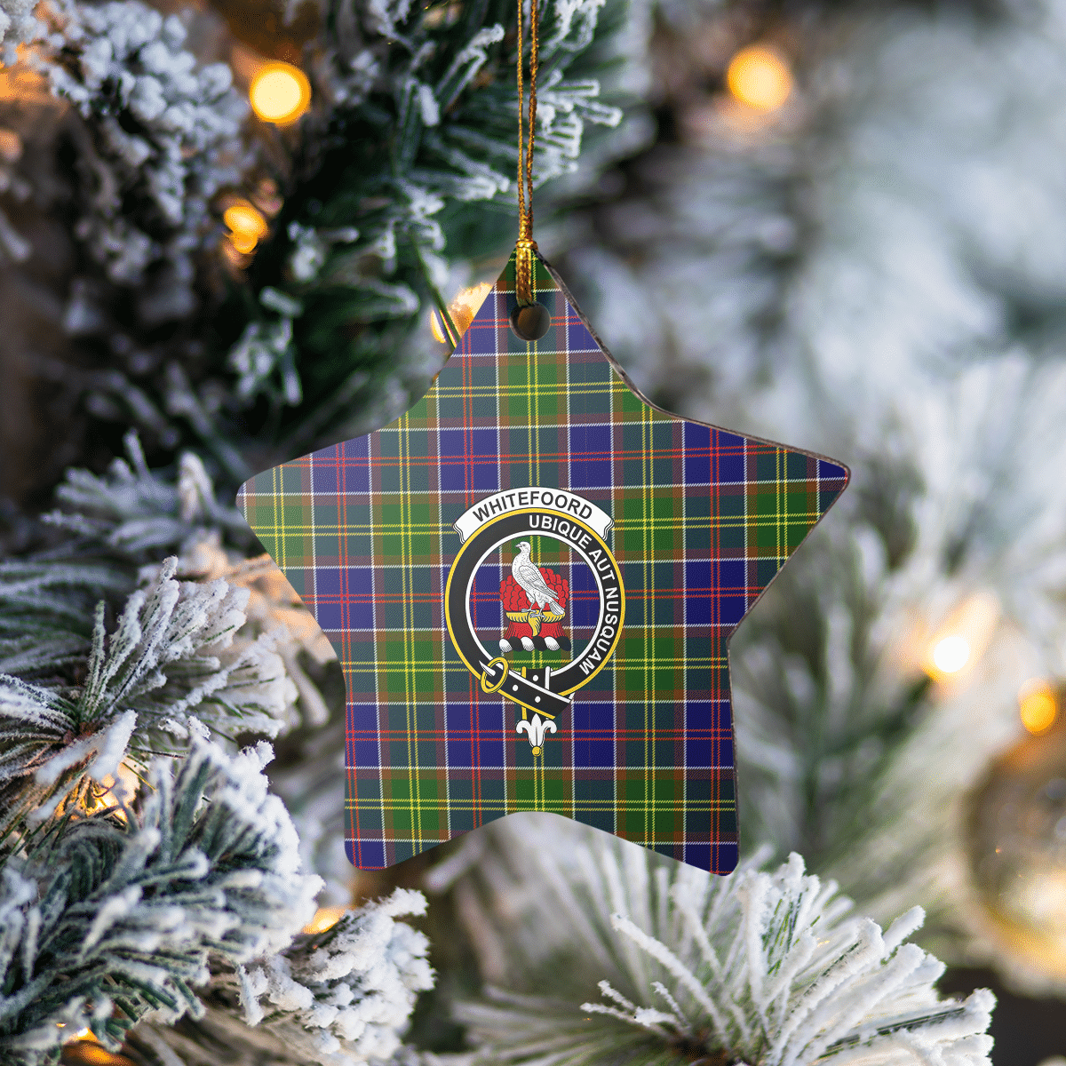 Clan Whitefoord Tartan Crest Star Ceramic Ornament UW74 Whitefoord Tartan Tartan Christmas   