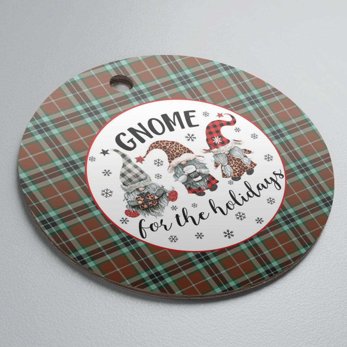 Clan Thomson Hunting Modern Tartan Tartan Crest Gnome Round Ceramic Ornament BJ65 Thomson Hunting Modern Tartan Tartan Christmas   