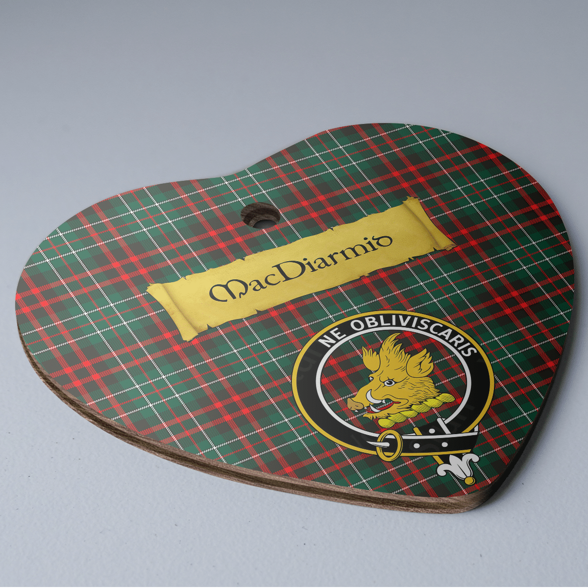 Clan MacDiarmid Modern Tartan Crest Heart Ceramic Ornament FR41 MacDiarmid Modern Tartan Tartan Christmas   