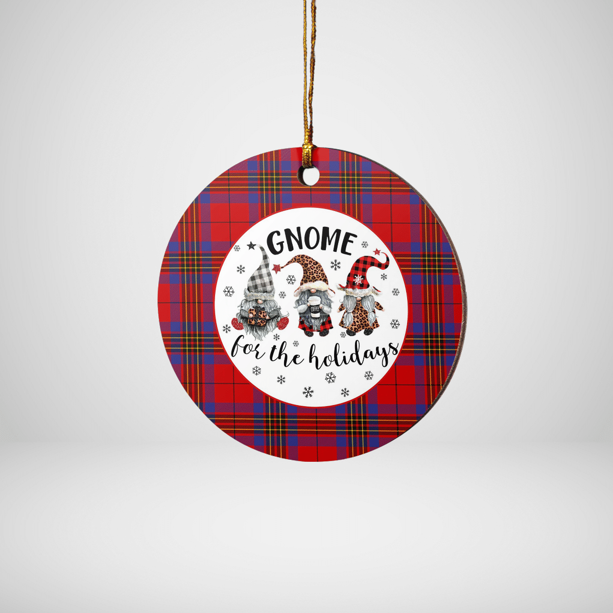 Clan Leslie Modern Tartan Tartan Crest Gnome Round Ceramic Ornament TT23 Leslie Modern Tartan Tartan Christmas   