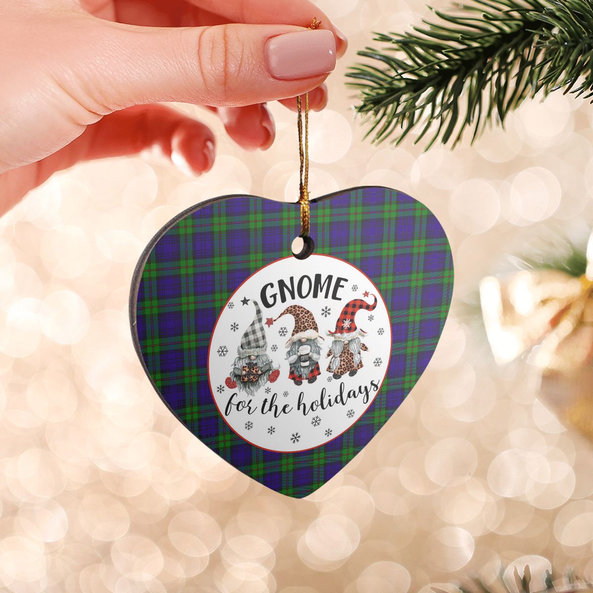 Clan MacKinlay Modern Tartan Tartan Crest Gnome Heart Ceramic Ornament NK65 MacKinlay Modern Tartan Tartan Christmas   