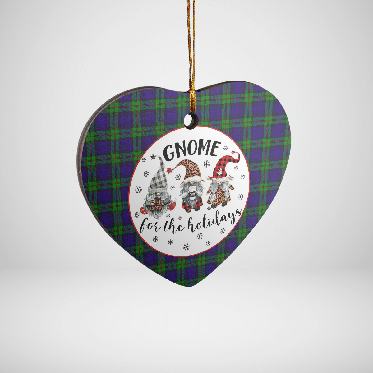 Clan MacKinlay Modern Tartan Tartan Crest Gnome Heart Ceramic Ornament NK65 MacKinlay Modern Tartan Tartan Christmas   