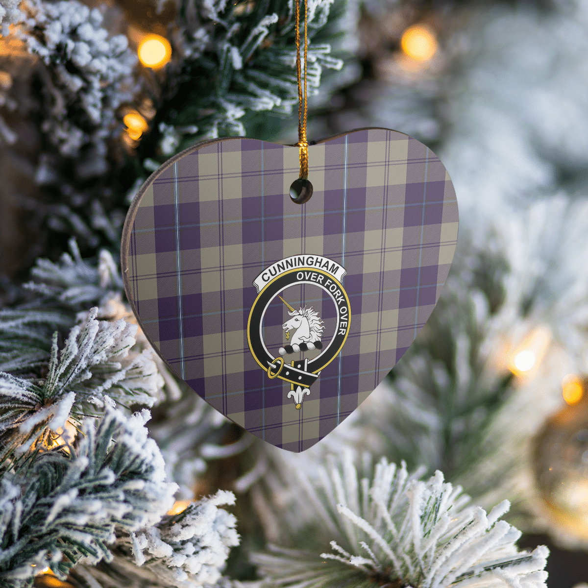 Clan Cunningham Dress Blue Dancers Tartan Crest Heart Ceramic Ornament ZB54 Cunningham Dress Blue Dancers Tartan Tartan Christmas   