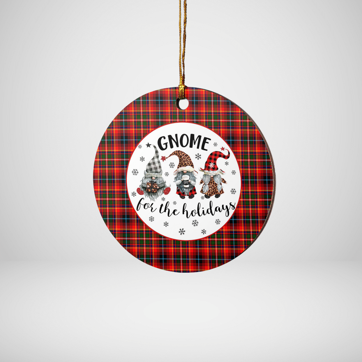 Clan Innes Modern Tartan Tartan Crest Gnome Round Ceramic Ornament WZ90 Innes Modern Tartan Tartan Christmas   