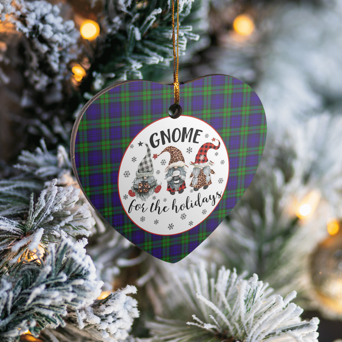 Clan MacKinlay Modern Tartan Tartan Crest Gnome Heart Ceramic Ornament NK65 MacKinlay Modern Tartan Tartan Christmas   