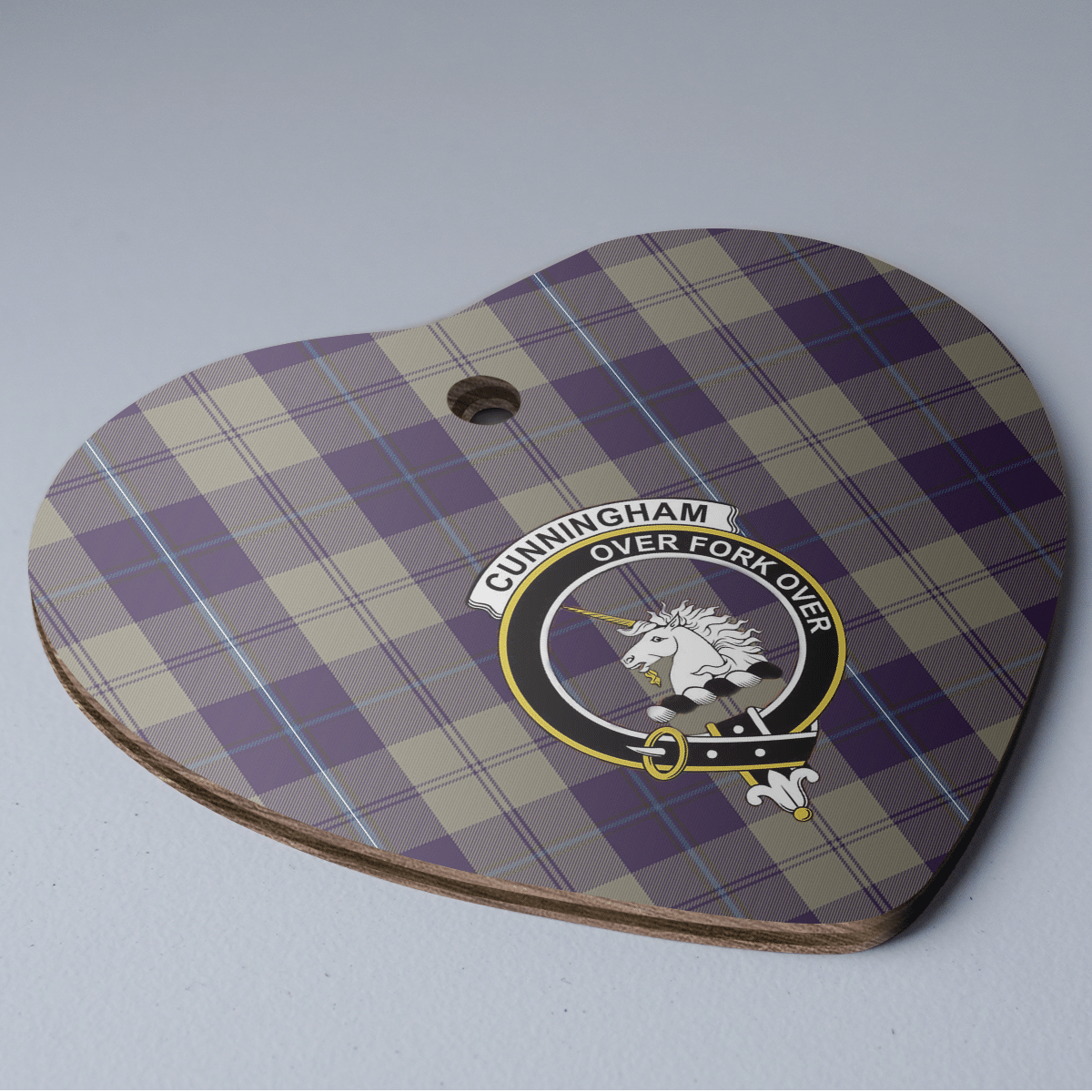 Clan Cunningham Dress Blue Dancers Tartan Crest Heart Ceramic Ornament ZB54 Cunningham Dress Blue Dancers Tartan Tartan Christmas   