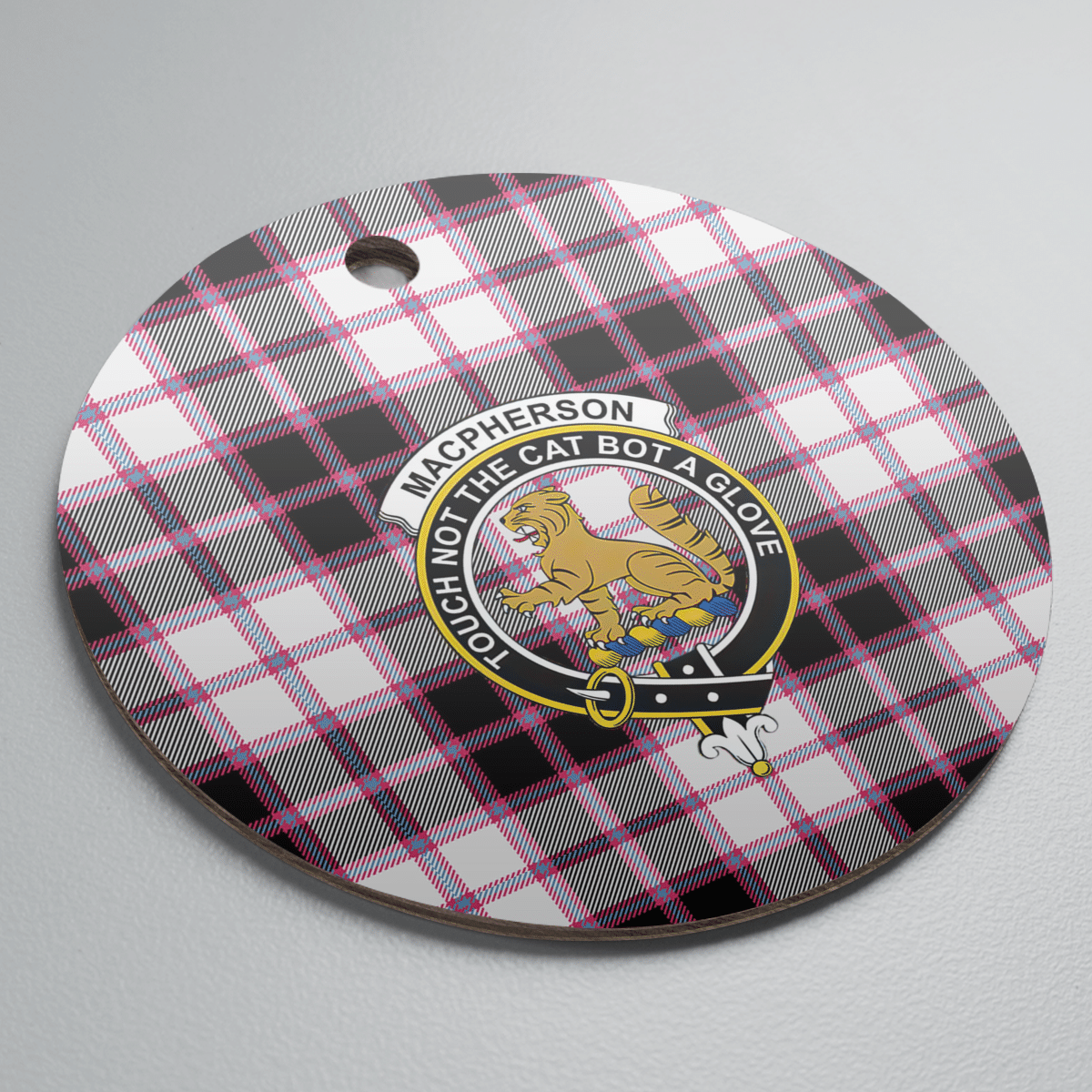 Clan MacPherson Hunting Modern Tartan Crest Round Ceramic Ornament PF43 MacPherson Hunting Modern Tartan Tartan Christmas   