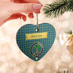 Clan MacEwen Ancient Tartan Crest Heart Ceramic Ornament MB22 MacEwen Ancient Tartan Tartan Christmas   