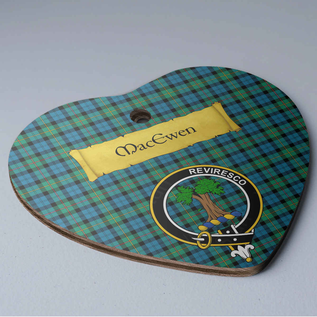 Clan MacEwen Ancient Tartan Crest Heart Ceramic Ornament MB22 MacEwen Ancient Tartan Tartan Christmas   