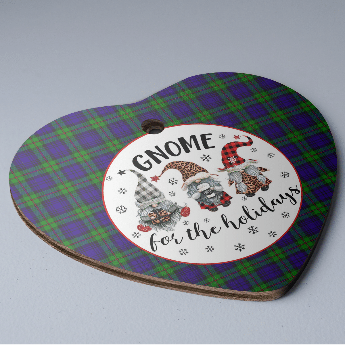 Clan MacKinlay Modern Tartan Tartan Crest Gnome Heart Ceramic Ornament NK65 MacKinlay Modern Tartan Tartan Christmas   