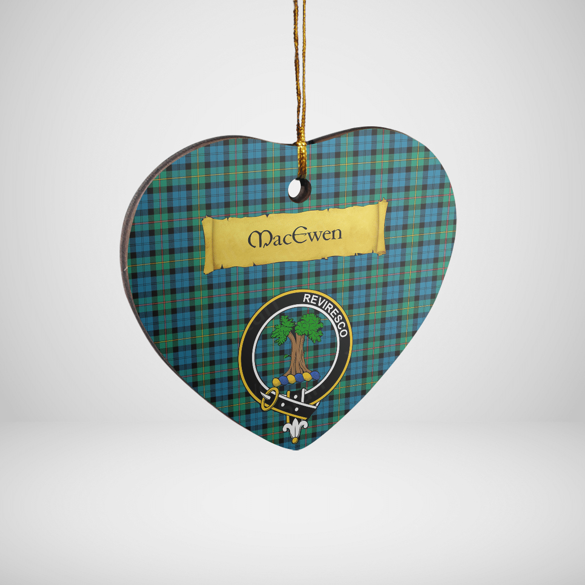 Clan MacEwen Ancient Tartan Crest Heart Ceramic Ornament MB22 MacEwen Ancient Tartan Tartan Christmas   