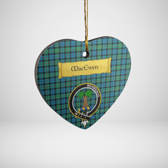 Clan MacEwen Ancient Tartan Crest Heart Ceramic Ornament MB22 MacEwen Ancient Tartan Tartan Christmas   