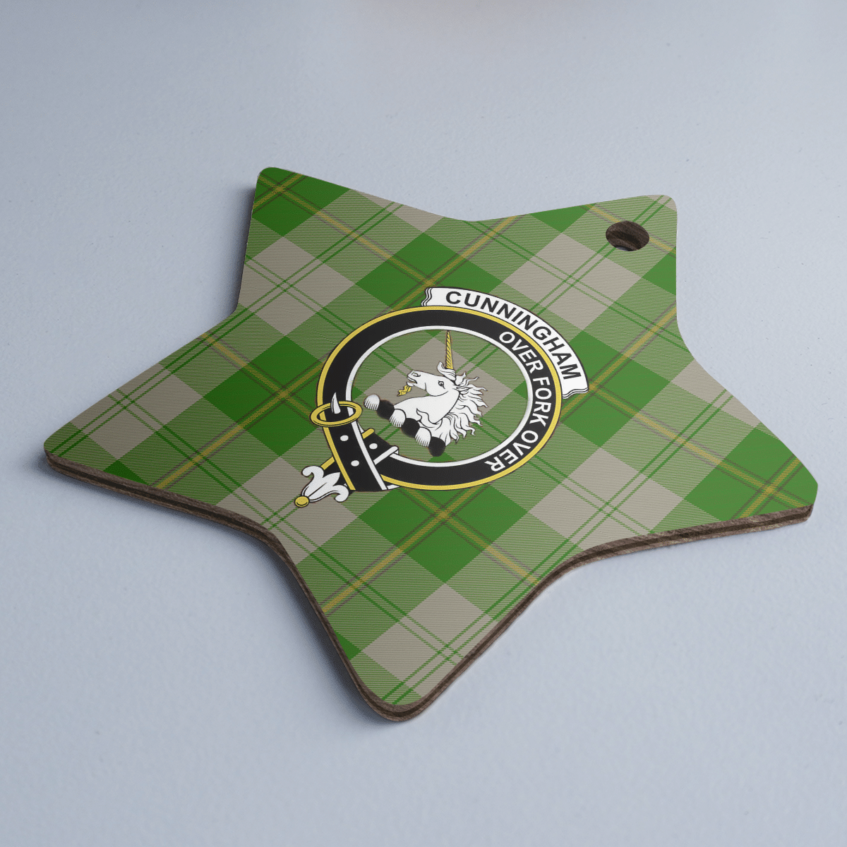 Clan Cunningham Dress Green Dancers Tartan Crest Star Ceramic Ornament ND13 Cunningham Dress Green Dancers Tartan Tartan Christmas   