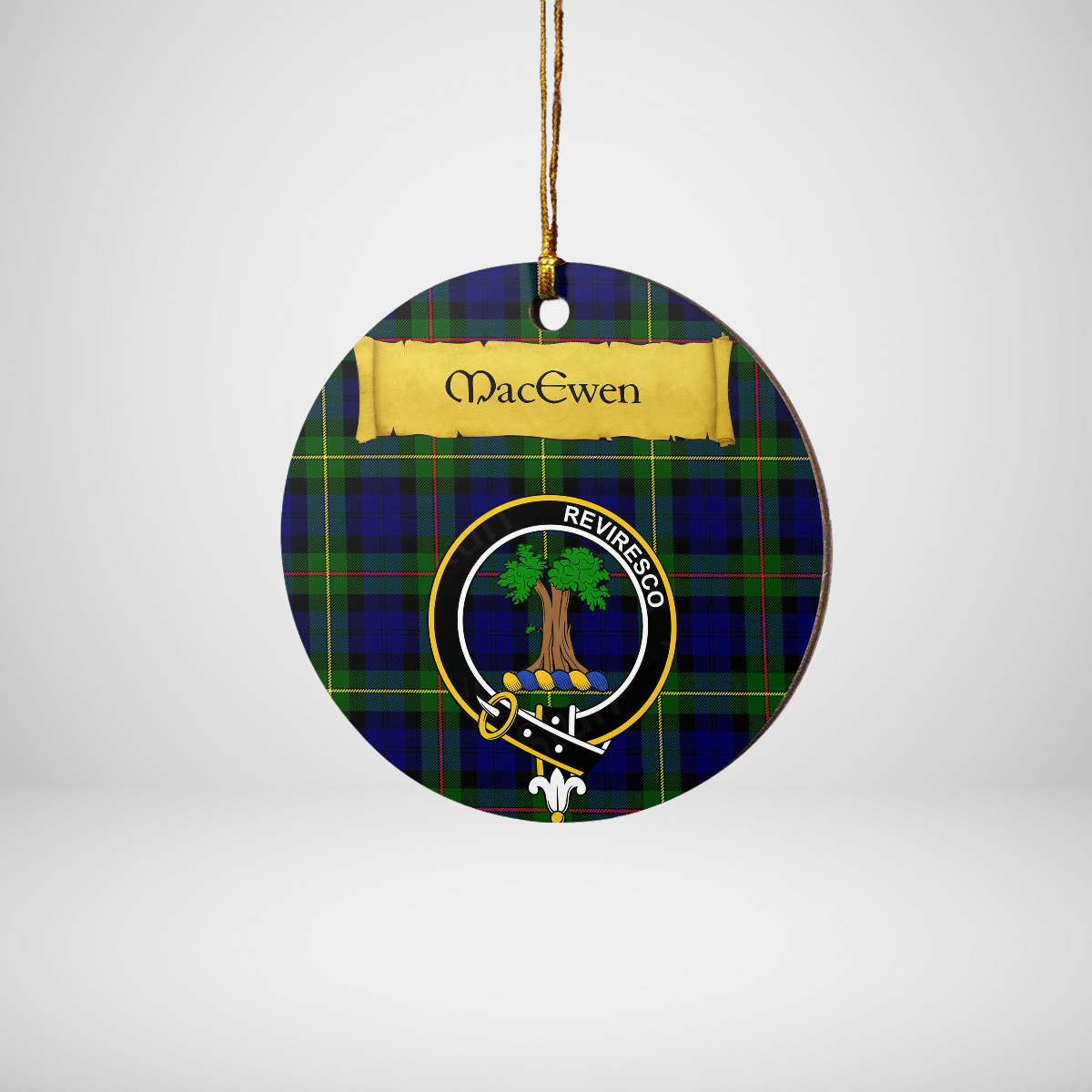 Clan MacEwen Modern Tartan Crest Round Ceramic Ornament MW73 MacEwen Modern Tartan Tartan Christmas   