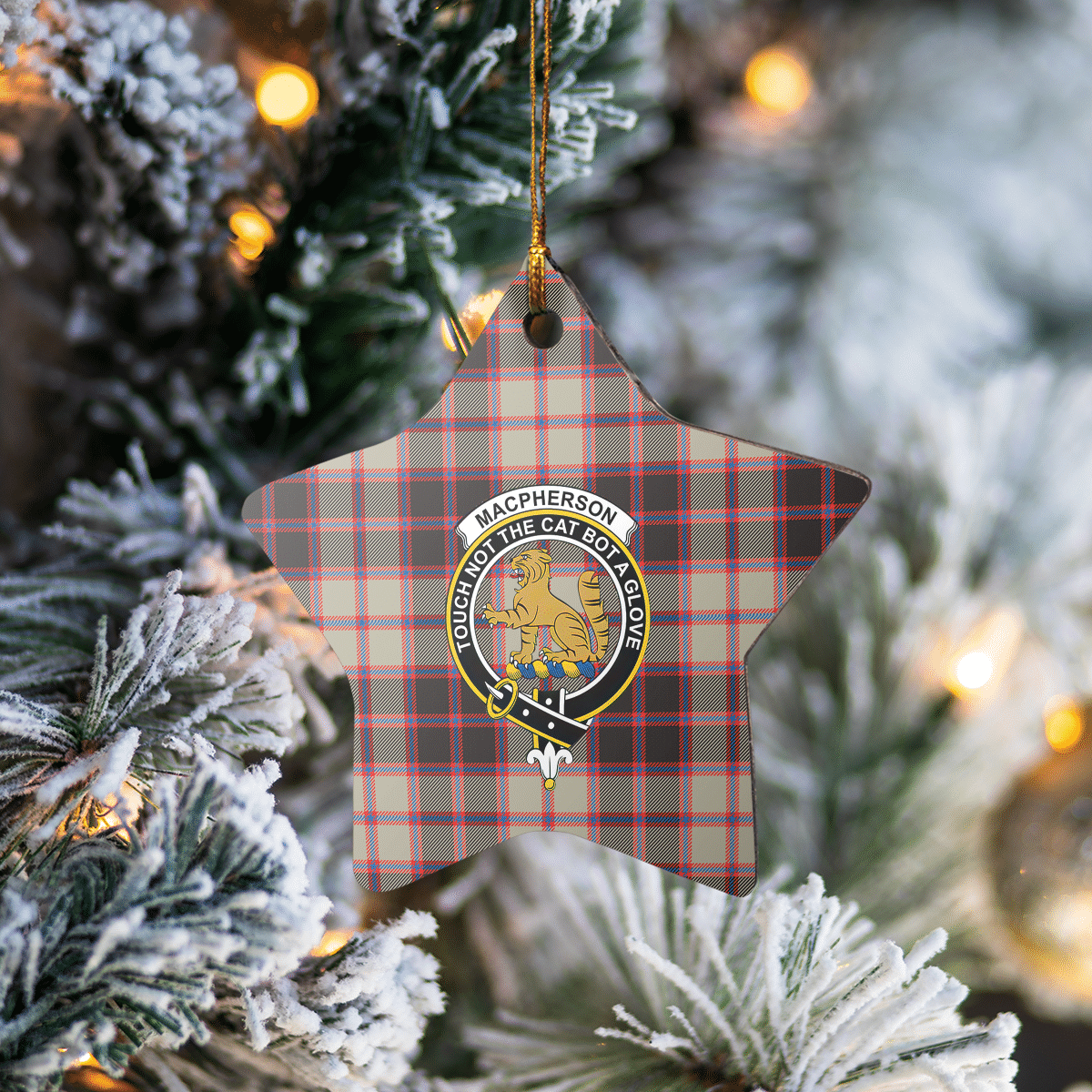 Clan MacPherson Hunting Ancient Tartan Crest Star Ceramic Ornament JC64 MacPherson Hunting Ancient Tartan Tartan Christmas   