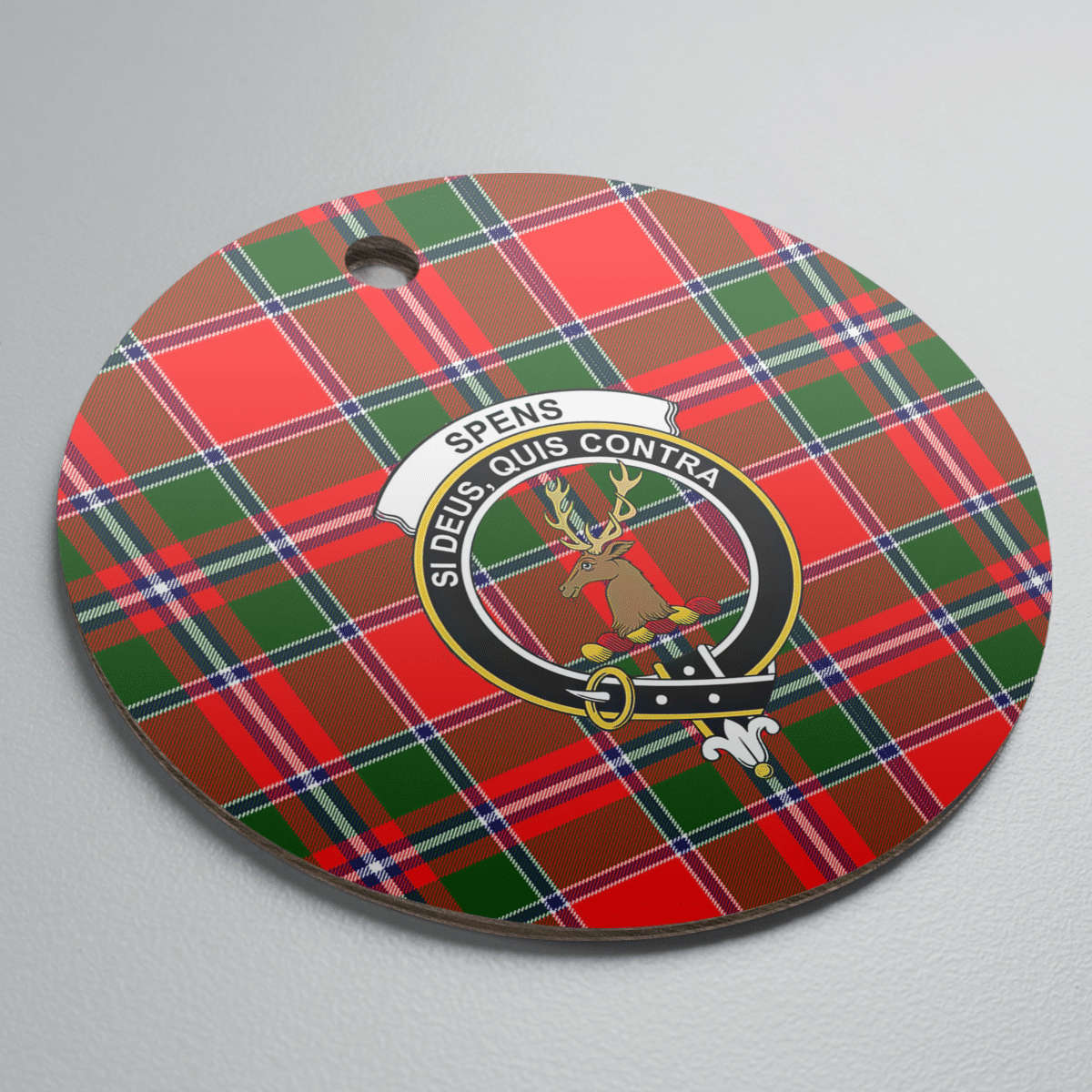 Clan Spens Modern Tartan Crest Round Ceramic Ornament IG38 Spens Modern Tartan Tartan Christmas   