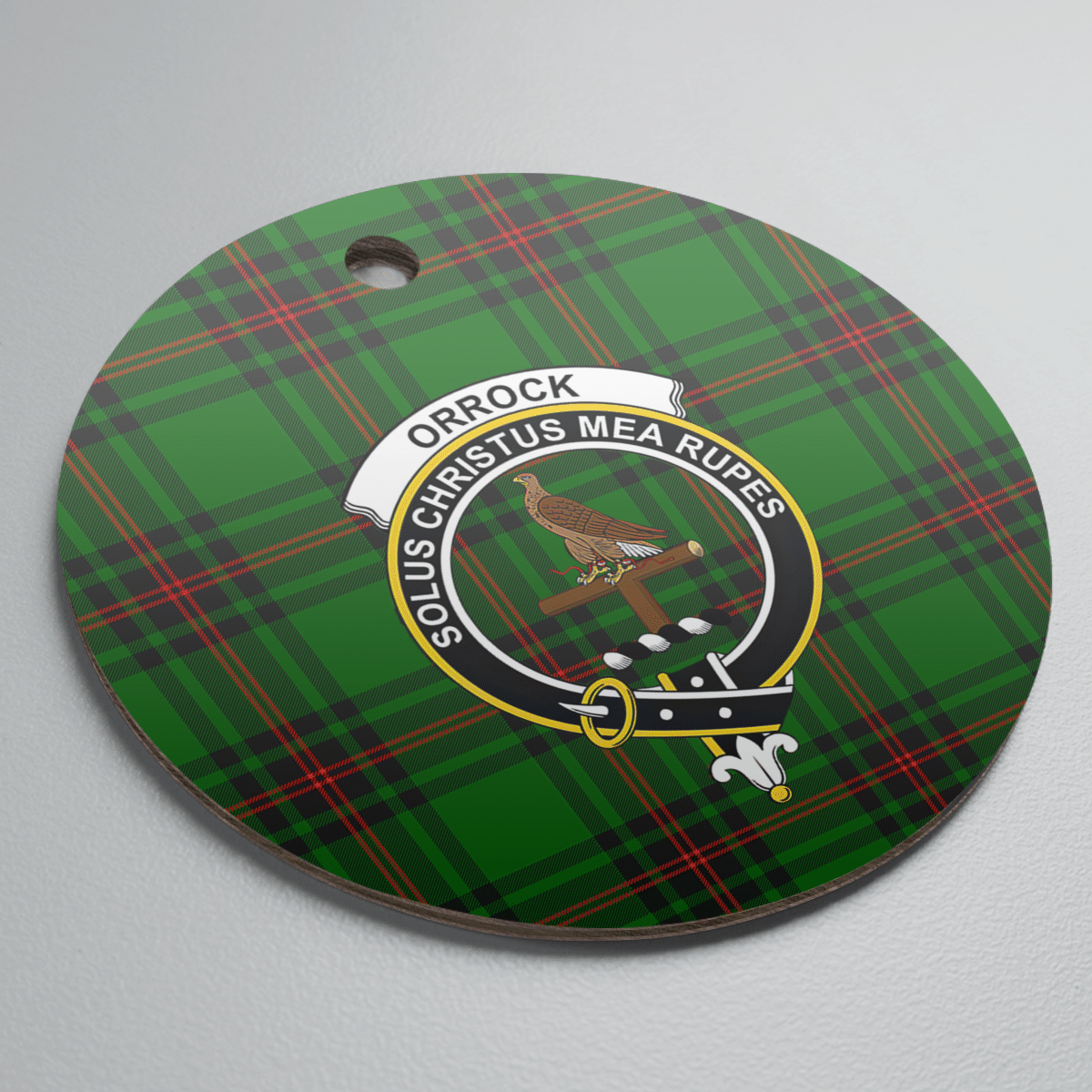 Clan Orrock (Fife) Tartan Crest Round Ceramic Ornament HX36 Orrock (Fife) Tartan Tartan Christmas   