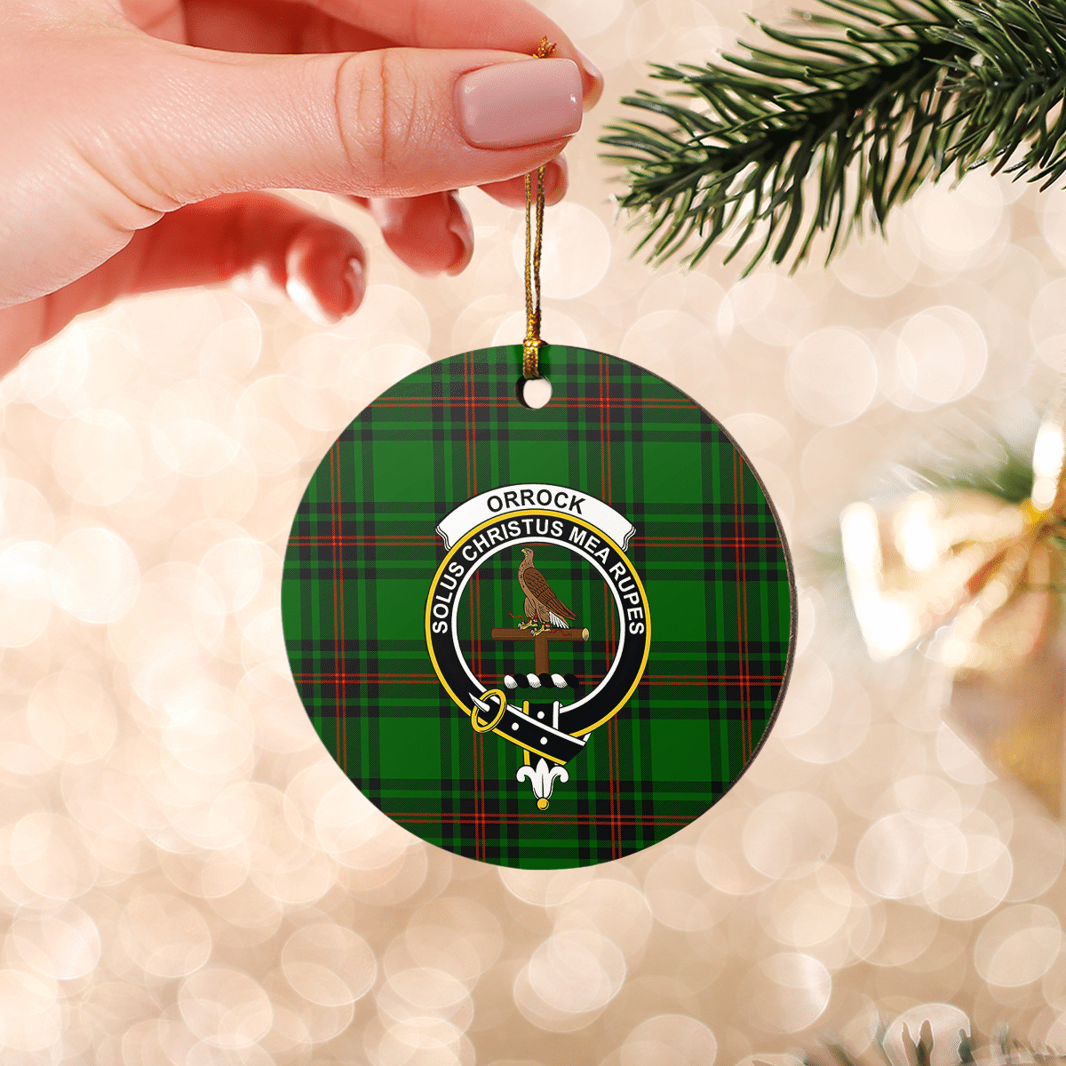 Clan Orrock (Fife) Tartan Crest Round Ceramic Ornament HX36 Orrock (Fife) Tartan Tartan Christmas   