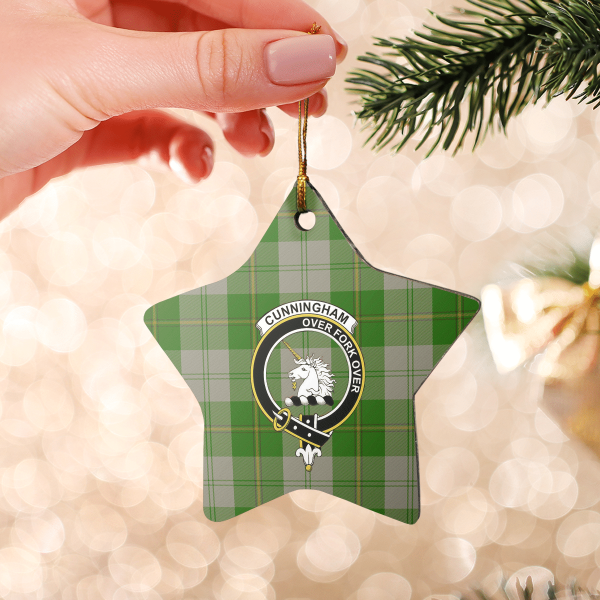 Clan Cunningham Dress Green Dancers Tartan Crest Star Ceramic Ornament ND13 Cunningham Dress Green Dancers Tartan Tartan Christmas   