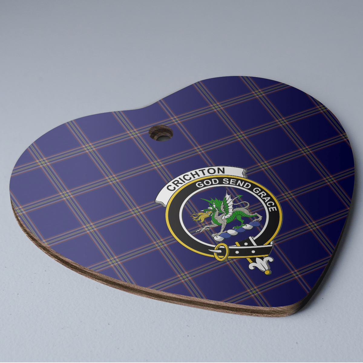 Clan Crichton Tartan Crest Heart Ceramic Ornament YL73 Crichton Tartan Tartan Christmas   