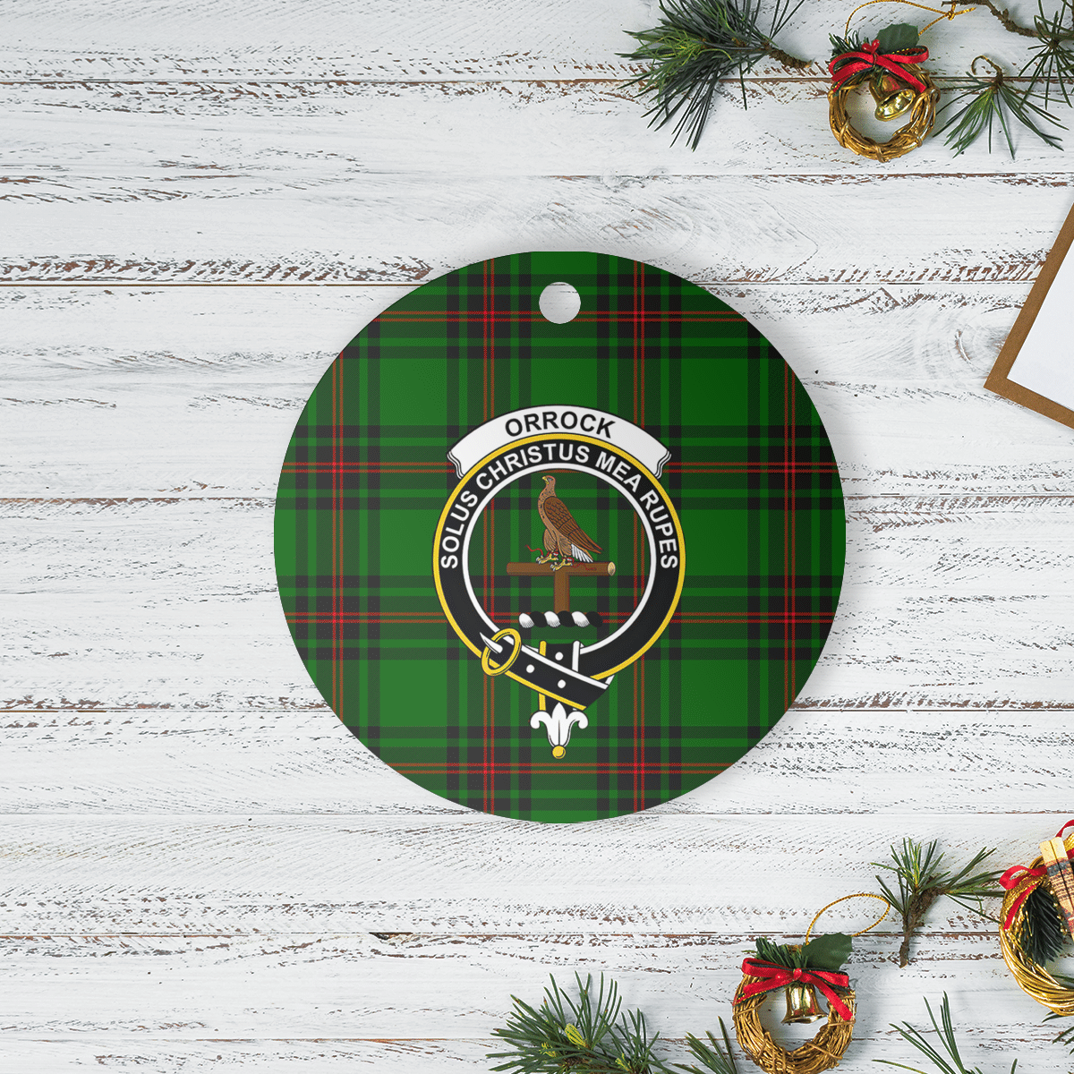 Clan Orrock (Fife) Tartan Crest Round Ceramic Ornament HX36 Orrock (Fife) Tartan Tartan Christmas   