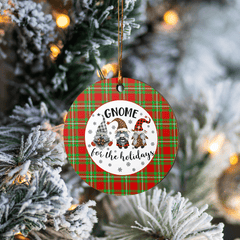 Clan Grierson Tartan Tartan Crest Gnome Round Ceramic Ornament ON43 Grierson Tartan Tartan Christmas   