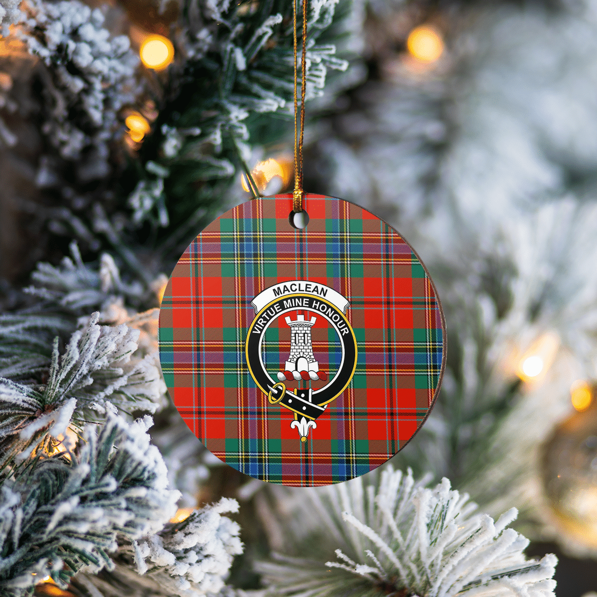 Clan MacLean of Duart Ancient Tartan Crest Round Ceramic Ornament HI15 MacLean of Duart Ancient Tartan Tartan Christmas   