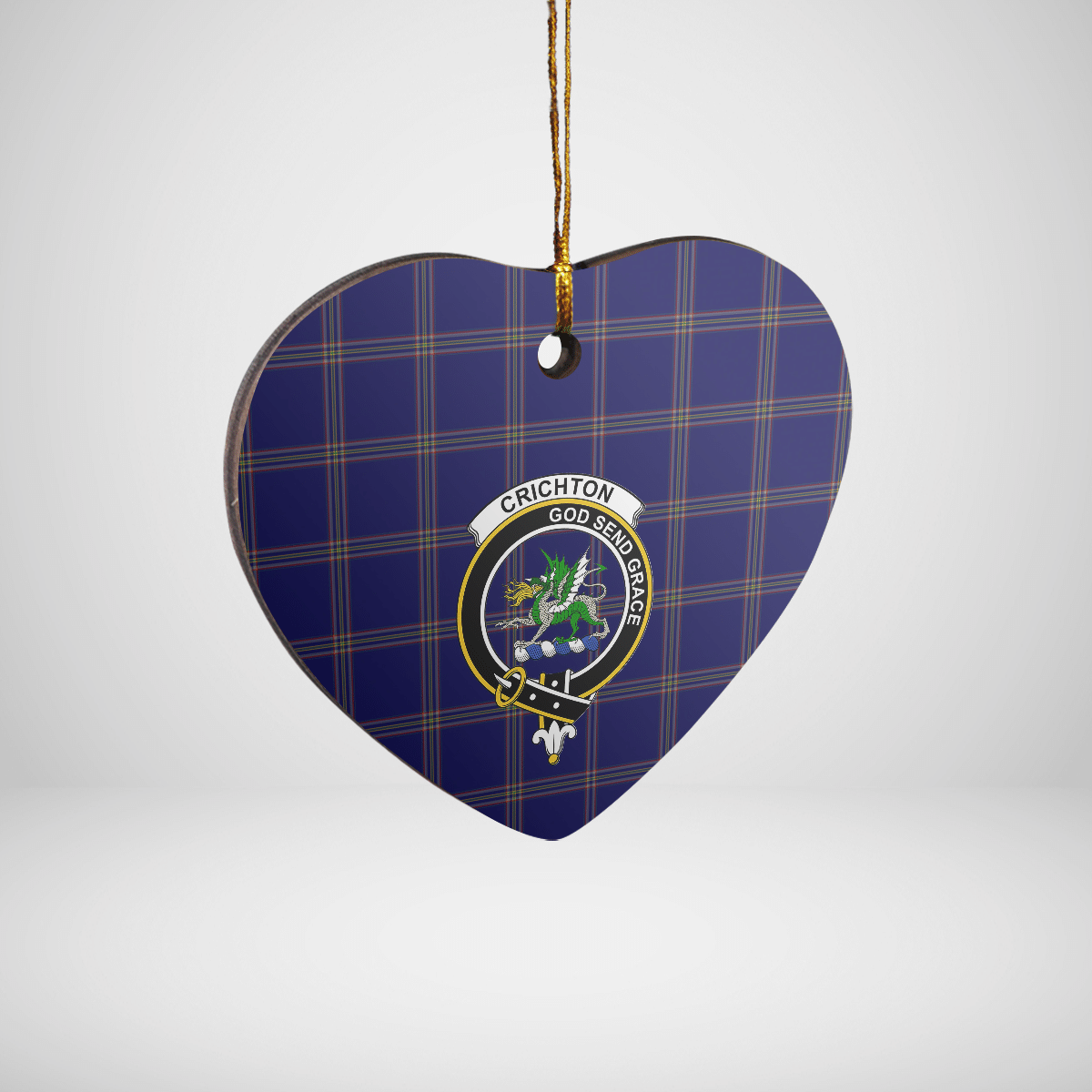 Clan Crichton Tartan Crest Heart Ceramic Ornament YL73 Crichton Tartan Tartan Christmas   