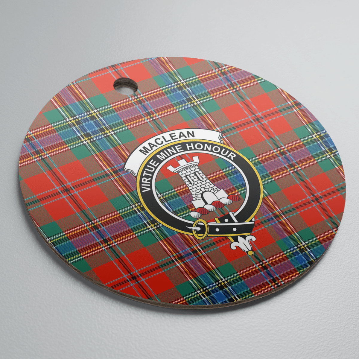 Clan MacLean of Duart Ancient Tartan Crest Round Ceramic Ornament HI15 MacLean of Duart Ancient Tartan Tartan Christmas   