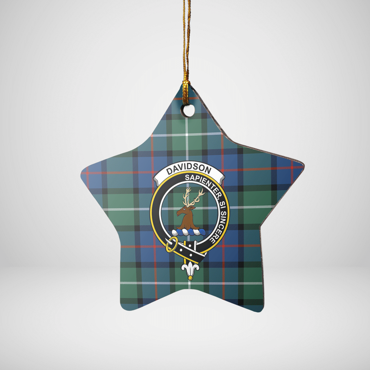 Clan Davidson of Tulloch Tartan Crest Star Ceramic Ornament PB87 Davidson of Tulloch Tartan Tartan Christmas   