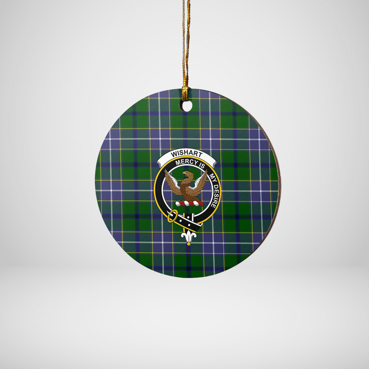 Clan Wishart Hunting Tartan Crest Round Ceramic Ornament XB82 Wishart Hunting Tartan Tartan Christmas   