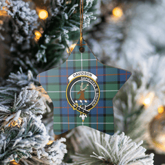 Clan Davidson of Tulloch Tartan Crest Star Ceramic Ornament PB87 Davidson of Tulloch Tartan Tartan Christmas   