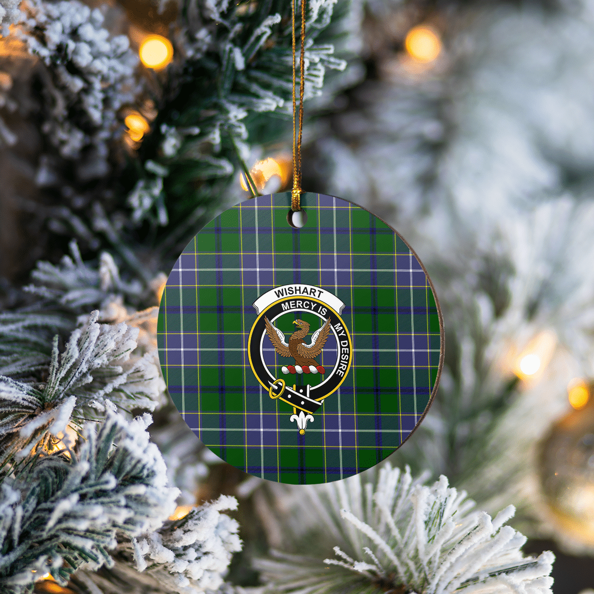 Clan Wishart Hunting Tartan Crest Round Ceramic Ornament XB82 Wishart Hunting Tartan Tartan Christmas   