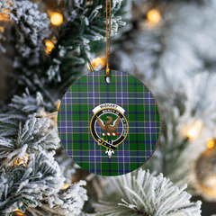 Clan Wishart Hunting Tartan Crest Round Ceramic Ornament XB82 Wishart Hunting Tartan Tartan Christmas   