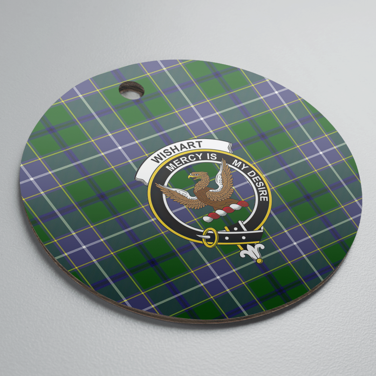 Clan Wishart Hunting Tartan Crest Round Ceramic Ornament XB82 Wishart Hunting Tartan Tartan Christmas   