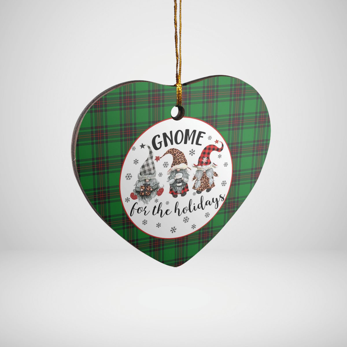 Clan Halkerston Tartan Tartan Crest Gnome Heart Ceramic Ornament FW39 Halkerston Tartan Tartan Christmas   