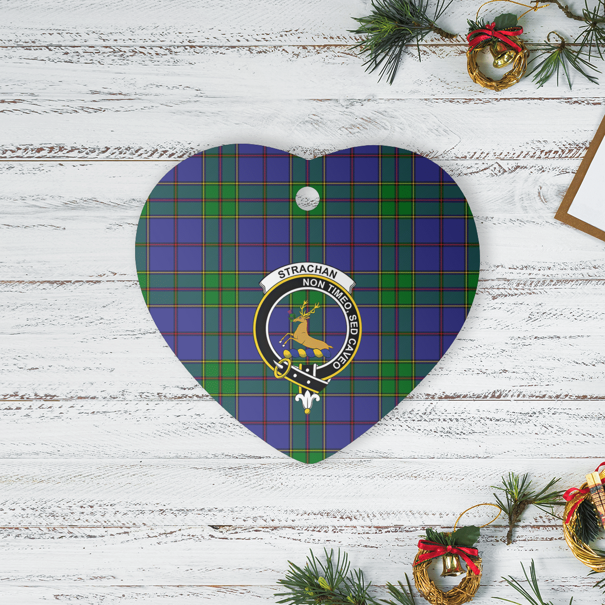 Clan Strachan Tartan Crest Heart Ceramic Ornament UQ33 Strachan Tartan Tartan Christmas   