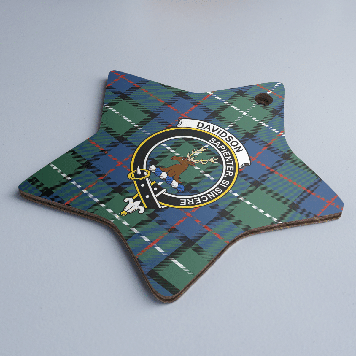 Clan Davidson of Tulloch Tartan Crest Star Ceramic Ornament PB87 Davidson of Tulloch Tartan Tartan Christmas   