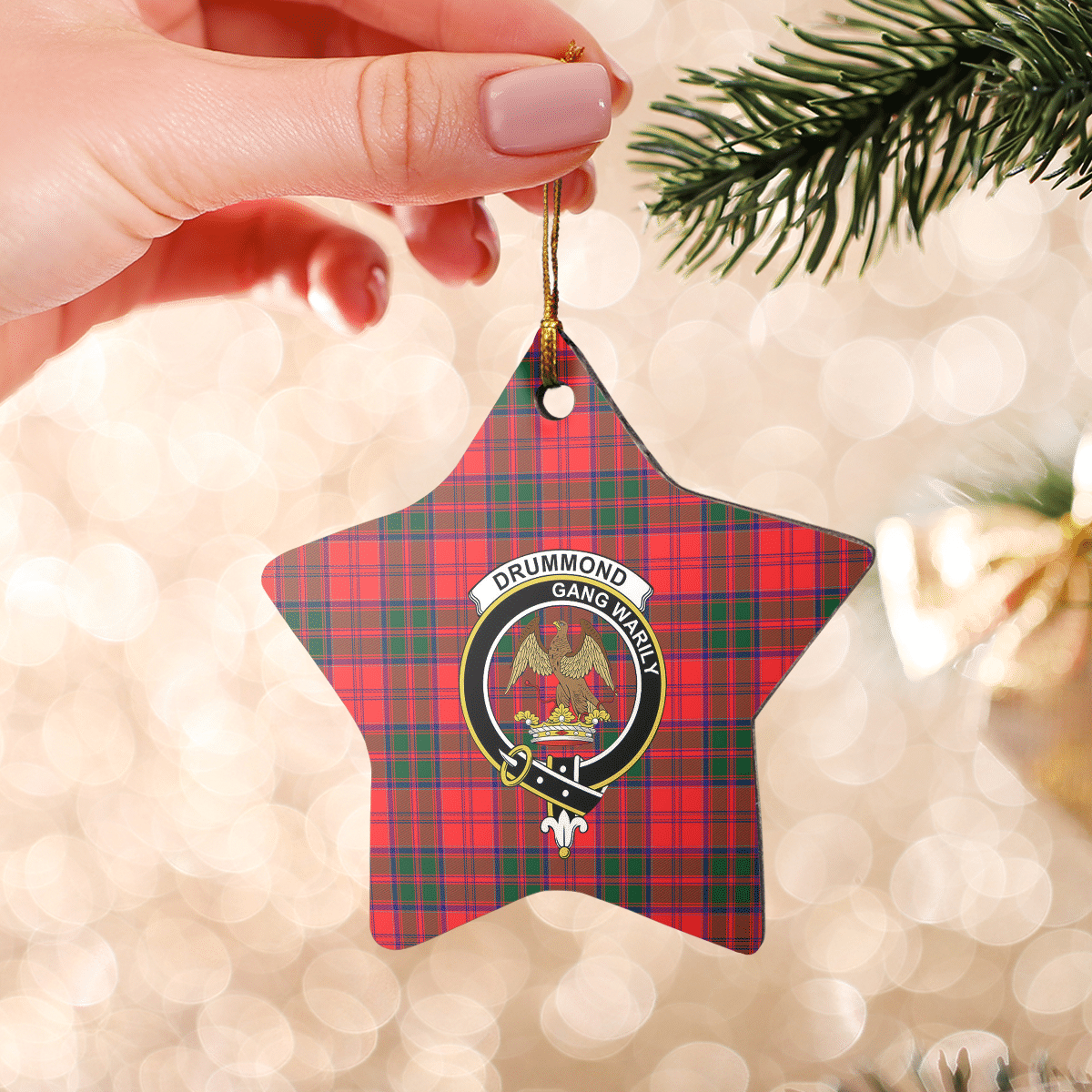 Clan Drummond Modern Tartan Crest Star Ceramic Ornament CG33 Drummond Modern Tartan Tartan Christmas   