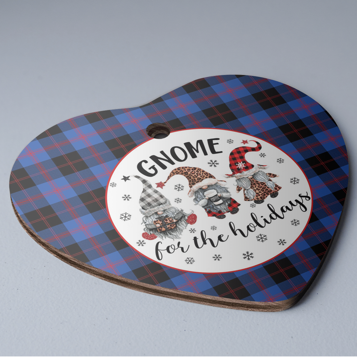 Clan Maule Tartan Tartan Crest Gnome Heart Ceramic Ornament ZK76 Maule Tartan Tartan Christmas   