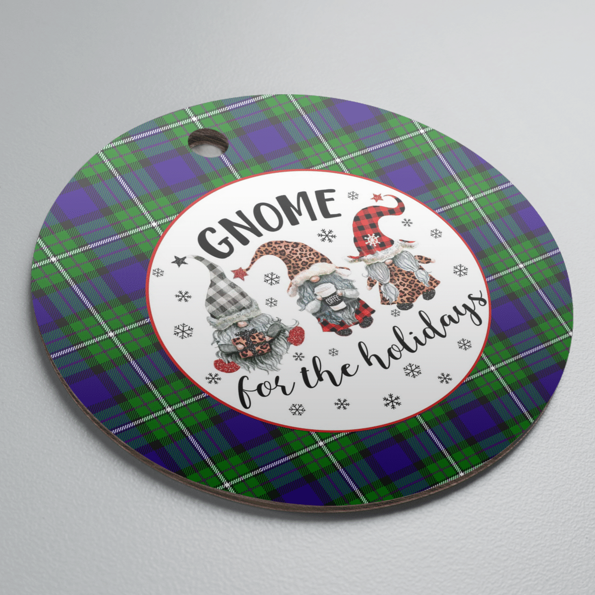 Clan Alexander Tartan Gnome Round Ceramic Ornament OL28 Alexander Tartan Tartan Christmas   