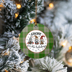 Clan Cunningham Dress Green Dancers Tartan Tartan Crest Gnome Round Ceramic Ornament QV36 Cunningham Dress Green Dancers Tartan Tartan Christmas   