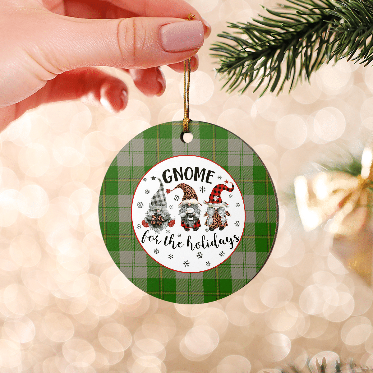 Clan Cunningham Dress Green Dancers Tartan Tartan Crest Gnome Round Ceramic Ornament QV36 Cunningham Dress Green Dancers Tartan Tartan Christmas   