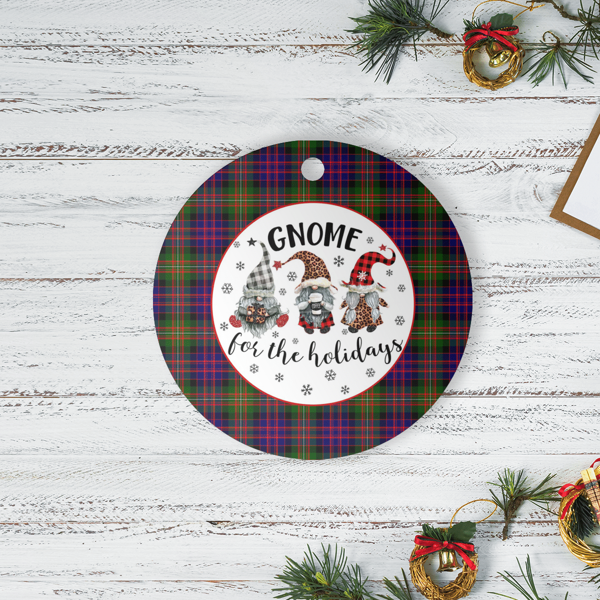 Clan MacDonnell of Glengarry Modern Tartan Tartan Crest Gnome Round Ceramic Ornament DL17 MacDonnell of Glengarry Modern Tartan Tartan Christmas   