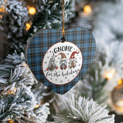 Clan Clergy Blue Tartan Tartan Crest Gnome Heart Ceramic Ornament BL14 Clergy Blue Tartan Tartan Christmas   