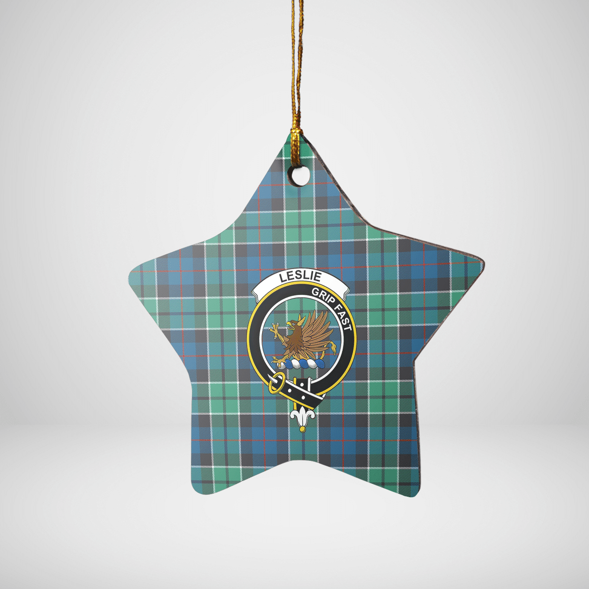 Clan Leslie Hunting Ancient Tartan Crest Star Ceramic Ornament GQ44 Leslie Hunting Ancient Tartan Tartan Christmas   