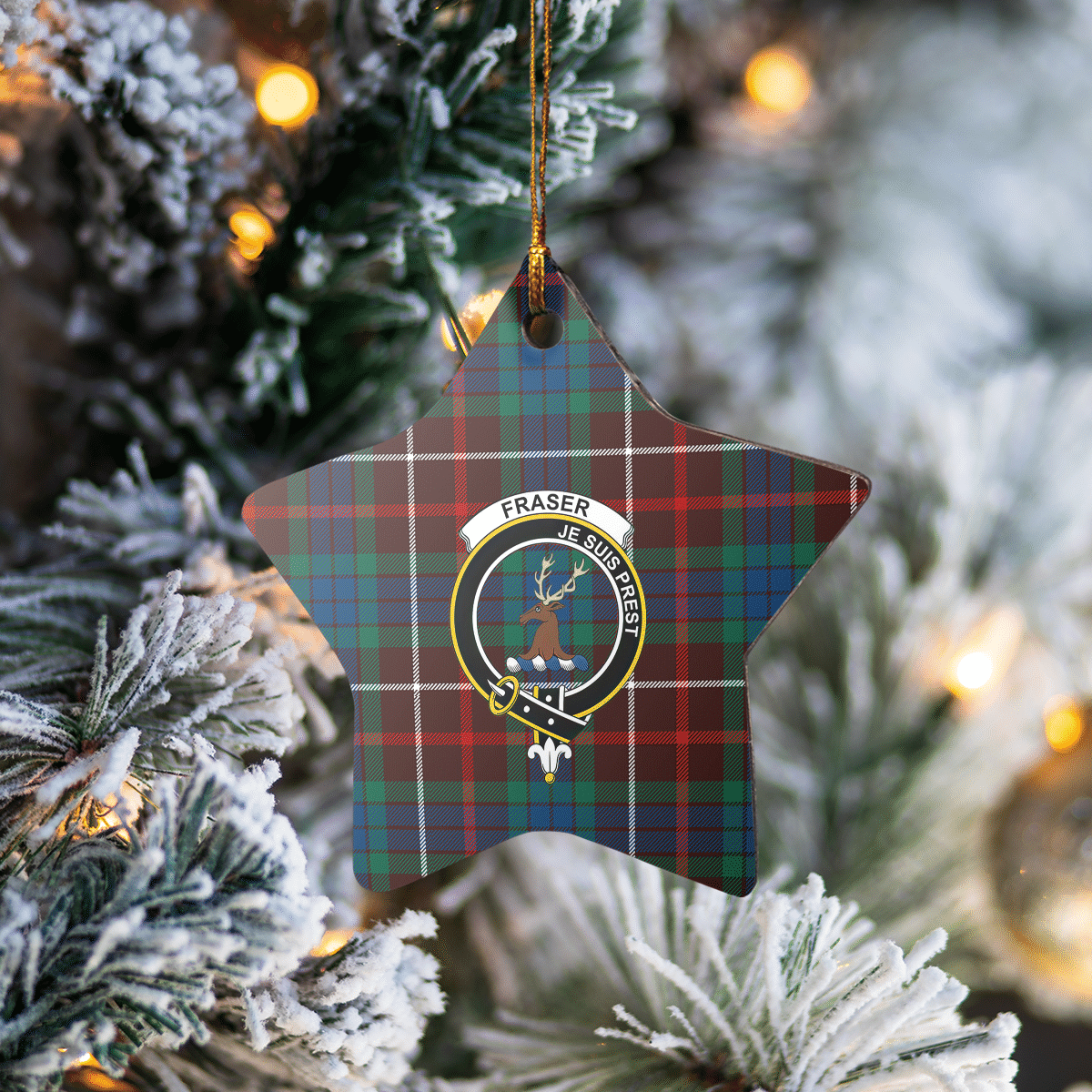 Clan Fraser Hunting Ancient Tartan Crest Star Ceramic Ornament IC84 Fraser Hunting Ancient Tartan Tartan Christmas   