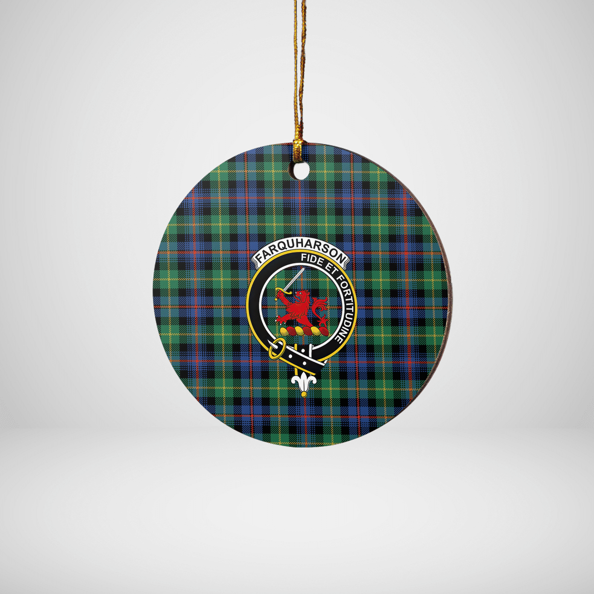 Clan Farquharson Ancient Tartan Crest Round Ceramic Ornament MD22 Farquharson Ancient Tartan Tartan Christmas   