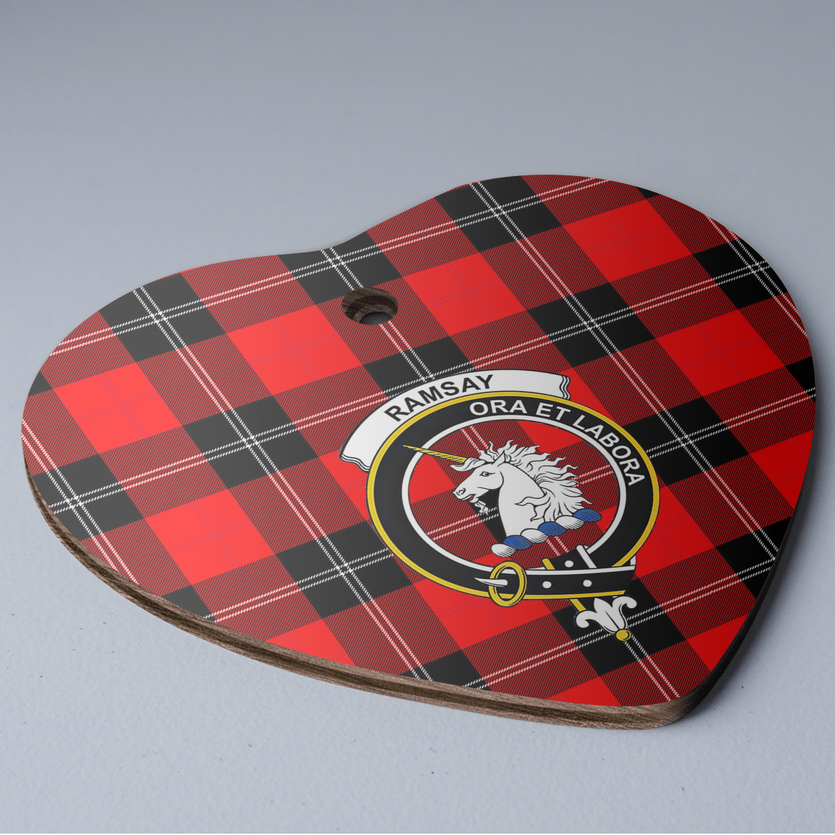 Clan Ramsay Modern Tartan Crest Heart Ceramic Ornament ZF62 Ramsay Modern Tartan Tartan Christmas   