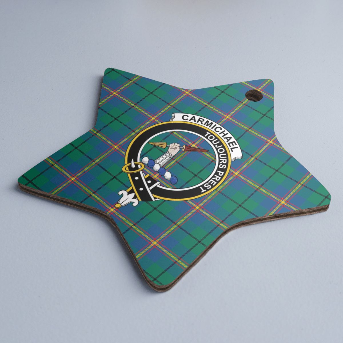 Clan Carmichael Ancient Tartan Crest Star Ceramic Ornament BW97 Carmichael Ancient Tartan Tartan Christmas   